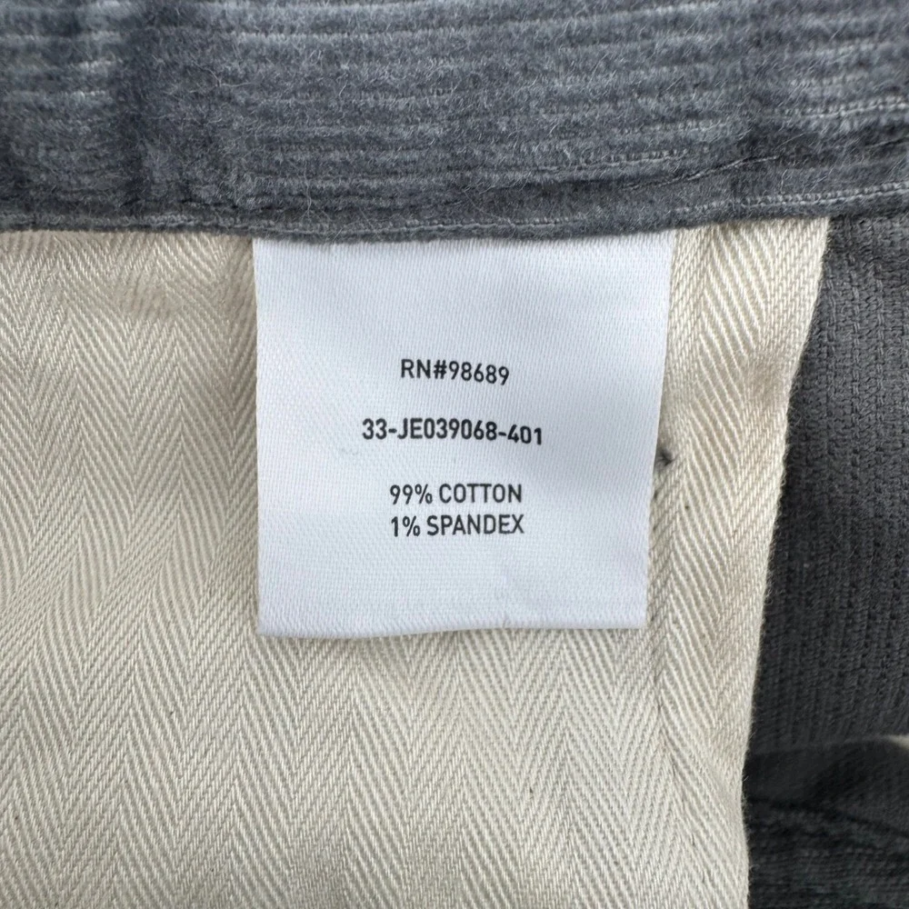 Todd Snyder Mens Slim Fit Corduroy Pants 38x32 Charcoal Grey Stretch 5-Pocket